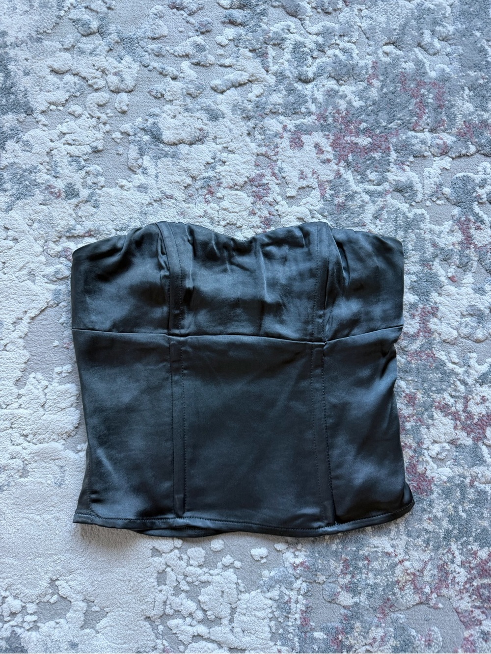 Grey Satin Strapless Bustier Top